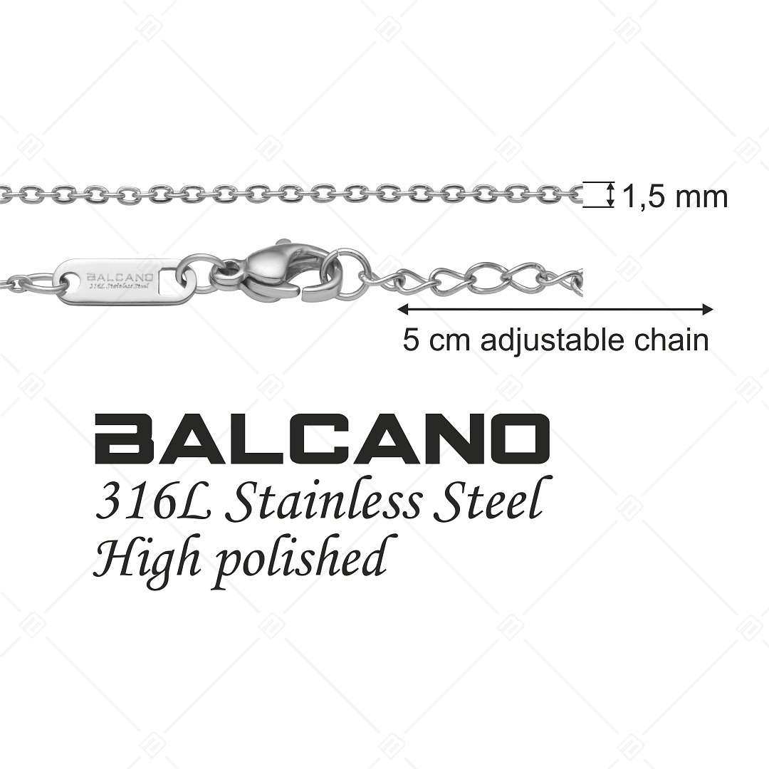 BALCANO - Flat Cable / Nemesacél lapított szemes anker karkötő magasfényű polírozással - 1,5 mm (441252BC97)