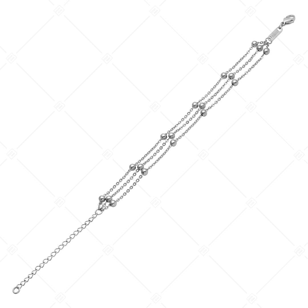 BALCANO - Beaded Cable / Nemesacél bogyós lapított többsoros anker karkötő magasfényű polírozással (441259BC97)