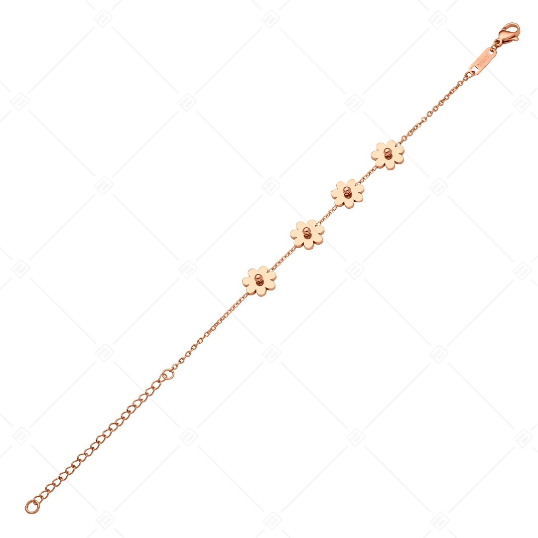 BALCANO - Marguerite / Nemesacél karkötő százszorszép alakú díszekkel és 18K rozé arany bevonattal (441276BC96)