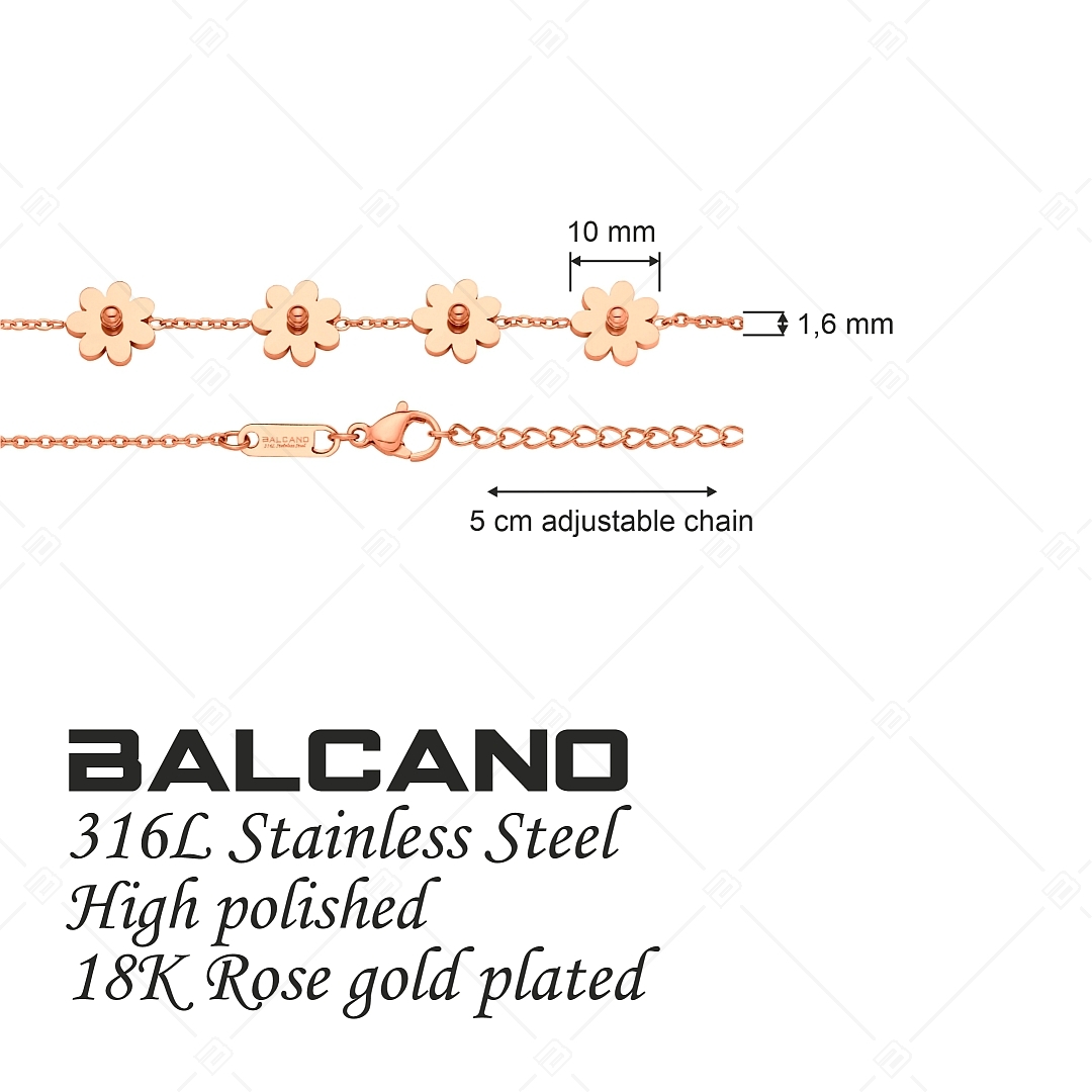 BALCANO - Marguerite / Nemesacél karkötő százszorszép alakú díszekkel és 18K rozé arany bevonattal (441276BC96)