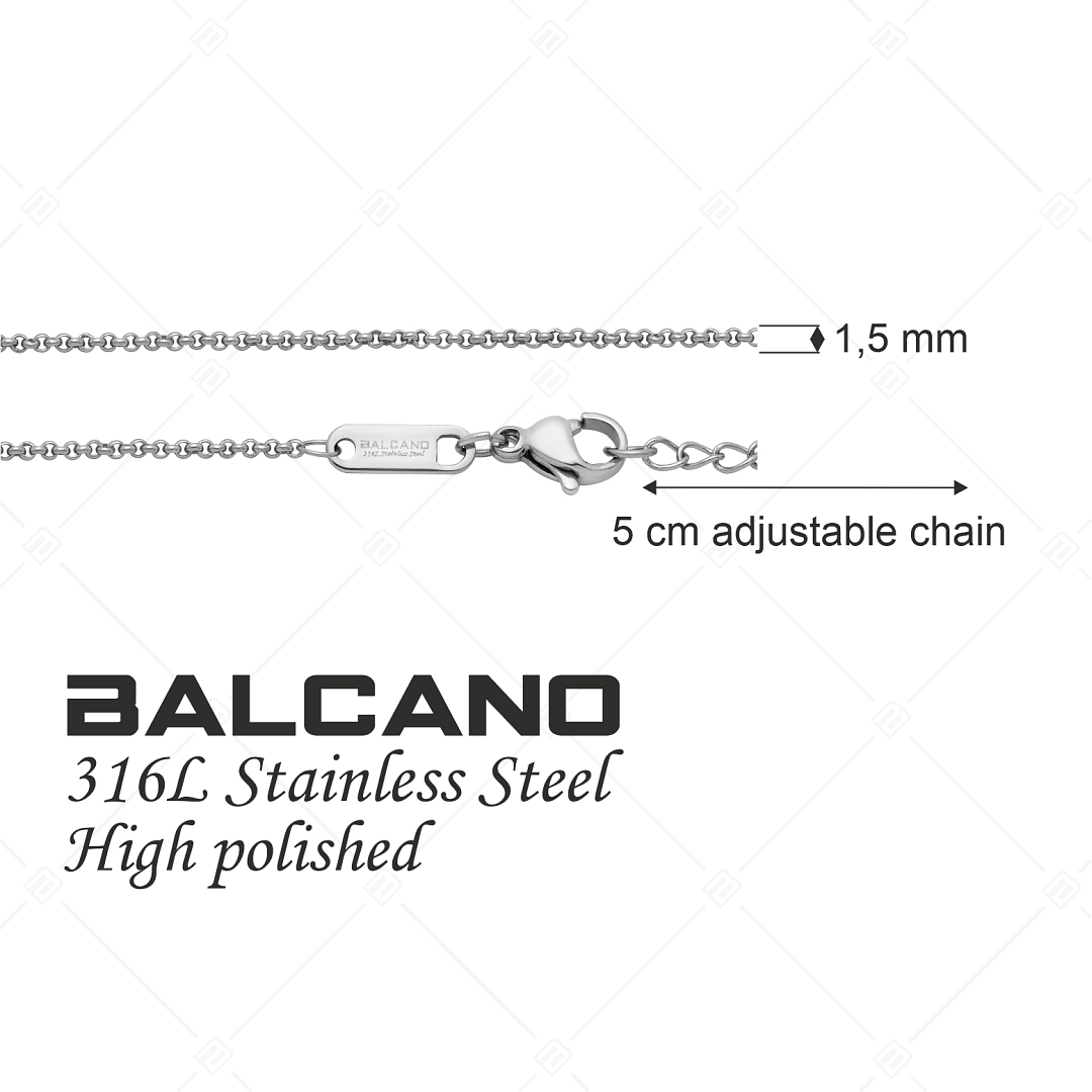 BALCANO - Belcher / Nemesacél roló lánc típusú karkötő magasfényű polírozással - 1,5mm (441302BC97)