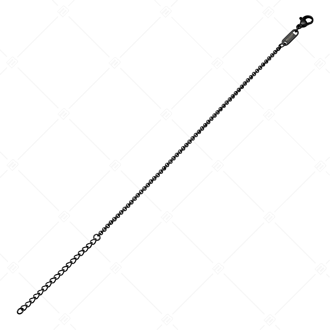 BALCANO - Belcher / Nemesacél roló lánc típusú karkötő fekete PVD bevonattal - 2 mm (441303BC11)