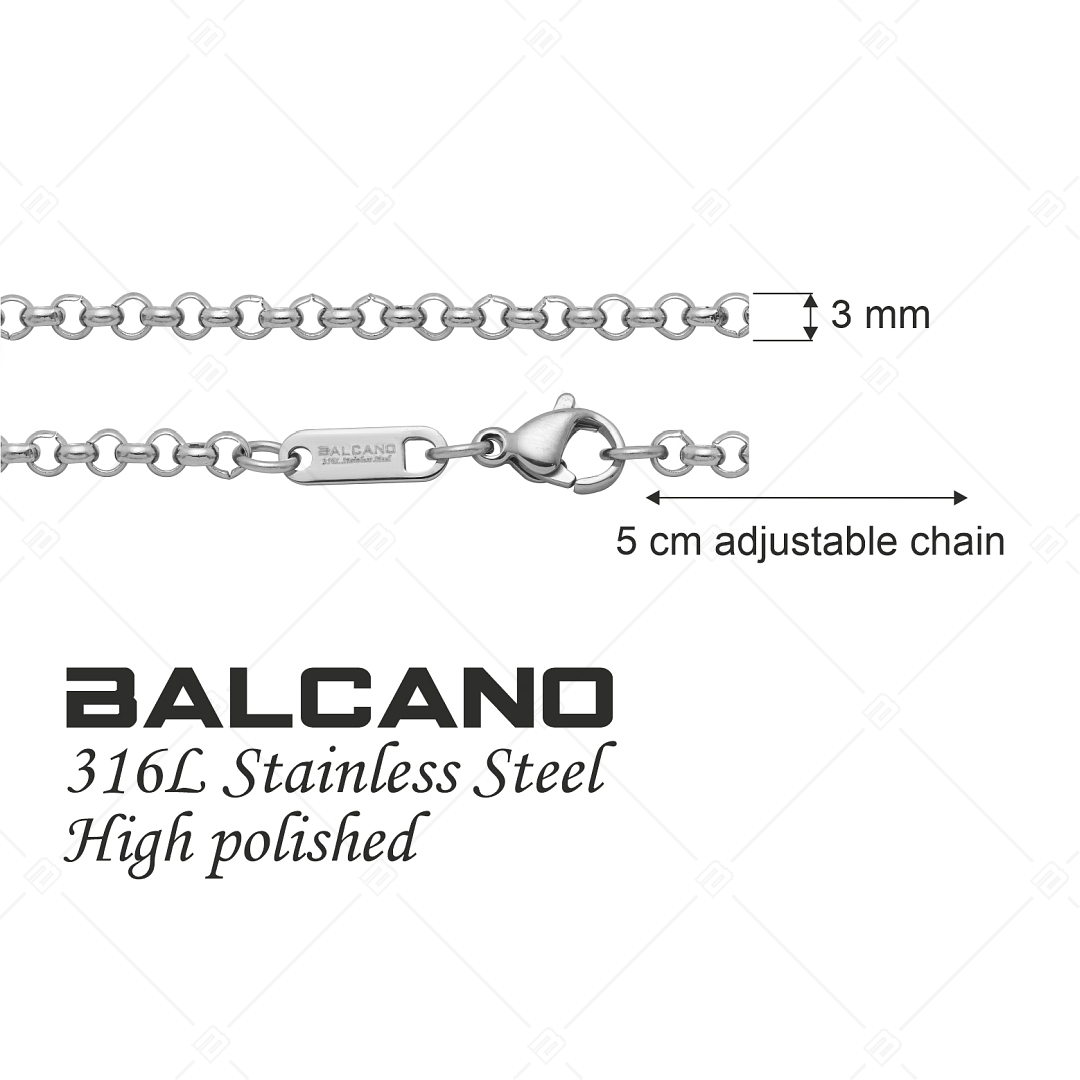 BALCANO - Belcher / Nemesacél roló lánc típusú karkötő magasfényű polírozással - 3 mm (441305BC97)