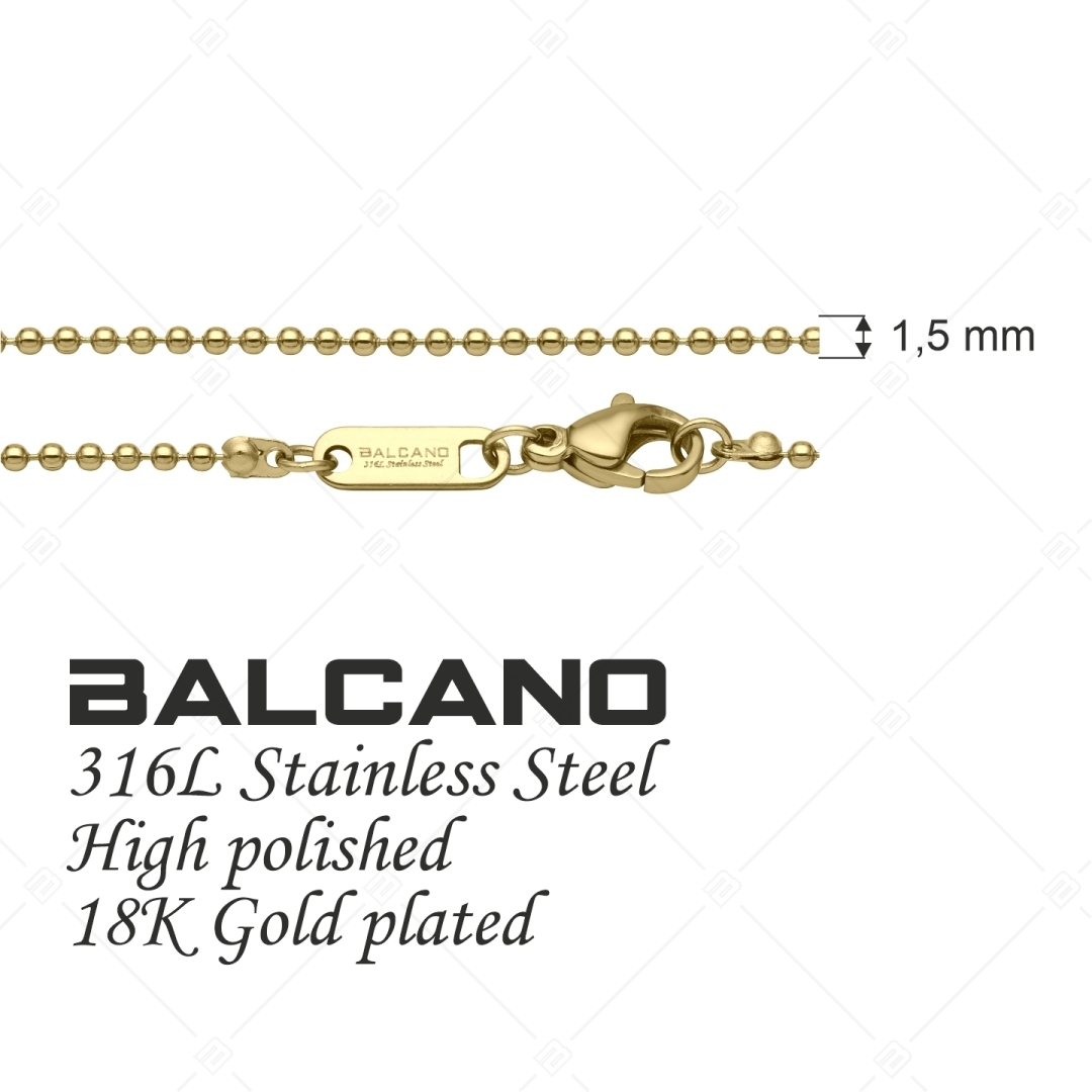 BALCANO - Ball Chain / Nemesacél bogyós karkötő 18K arany bevonattal - 1,5 mm (441312BC88)