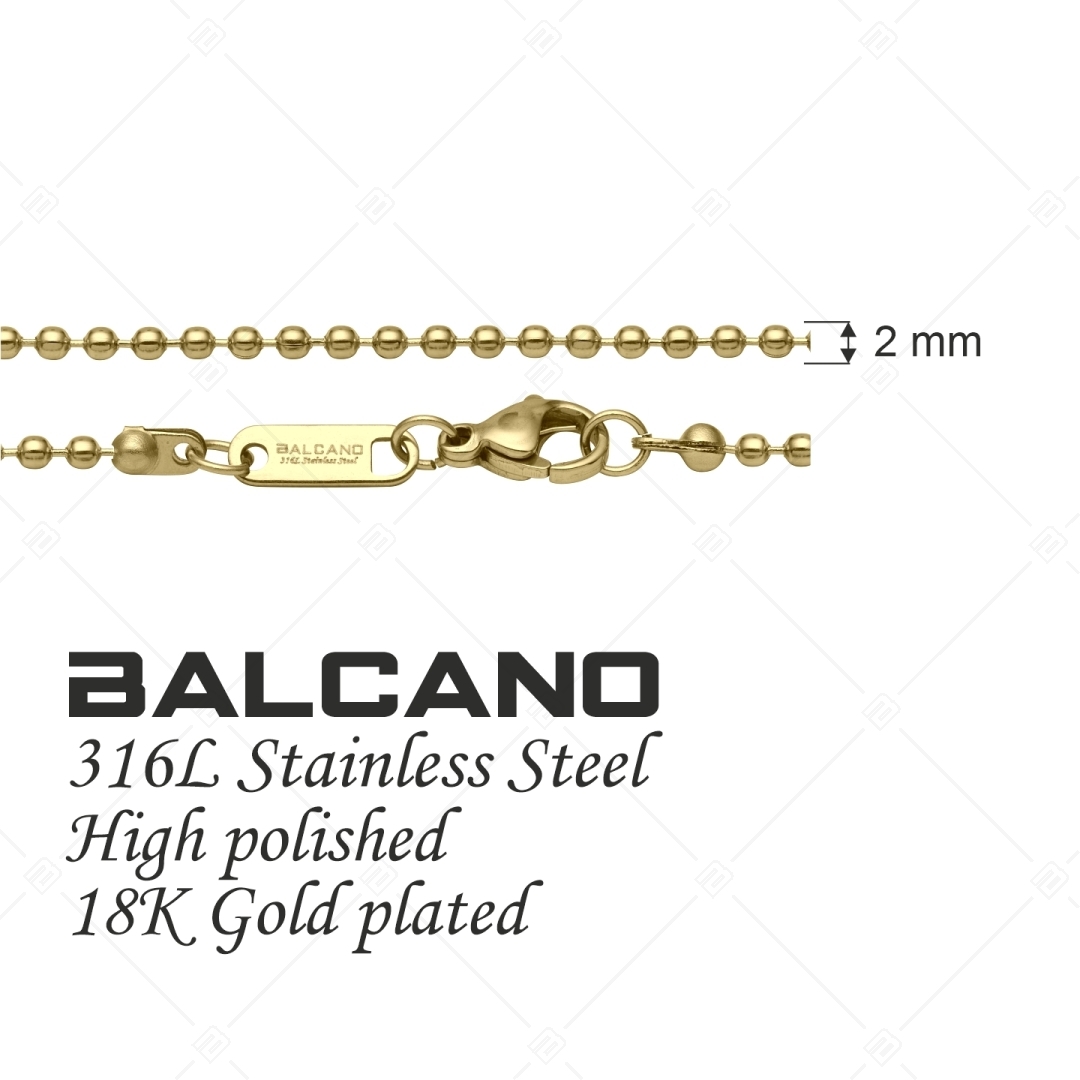 BALCANO - Ball Chain / Nemesacél bogyós karkötő 18K arany bevonattal - 2 mm (441313BC88)