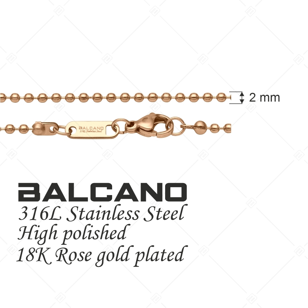 BALCANO - Ball Chain / Nemesacél bogyós karkötő 18K rozé arany bevonattal - 2 mm (441313BC96)