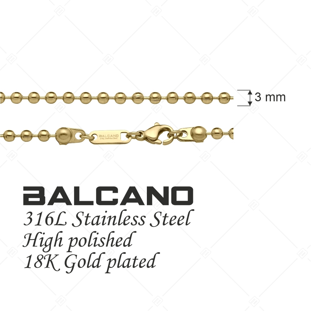BALCANO - Ball Chain / Nemesacél bogyós karkötő 18K arany bevonattal - 3 mm (441315BC88)