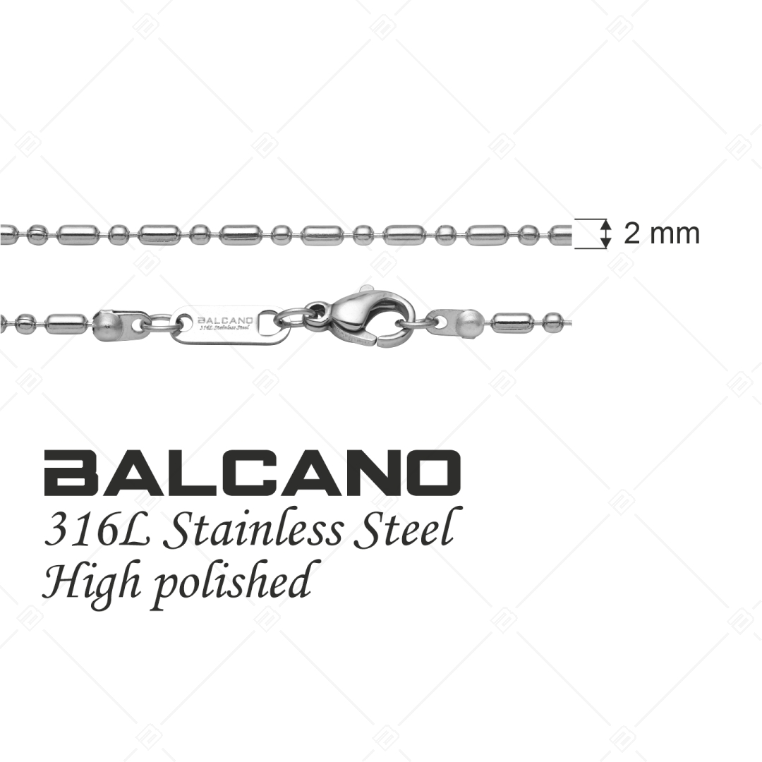 BALCANO - Ball & Bar / Nemesacél bogyós-pálcás szemes karkötő magasfényű polírozással - 2 mm (441323BC97)