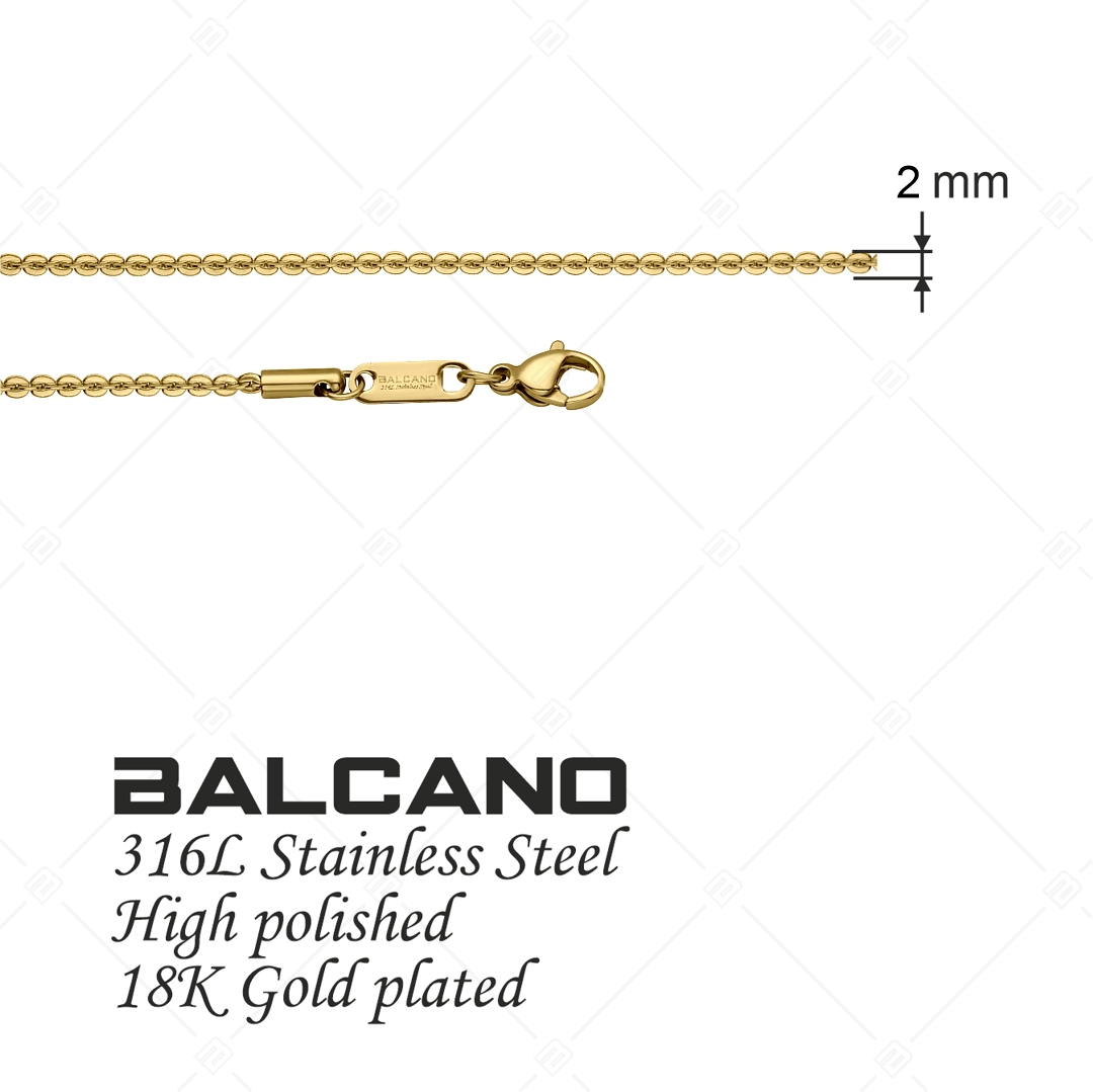 BALCANO - Coffee Chain / Nemesacél kávé lánc karkötő 18K arany bevonattal - 2 mm (441338BC88)