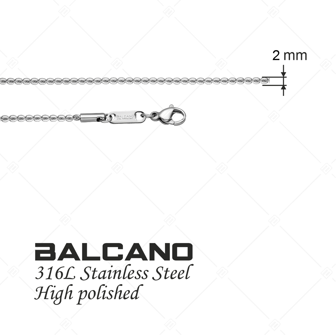 BALCANO - Coffee Chain / Nemesacél kávé lánc karkötő magasfényű polírozással - 2 mm (441338BC97)