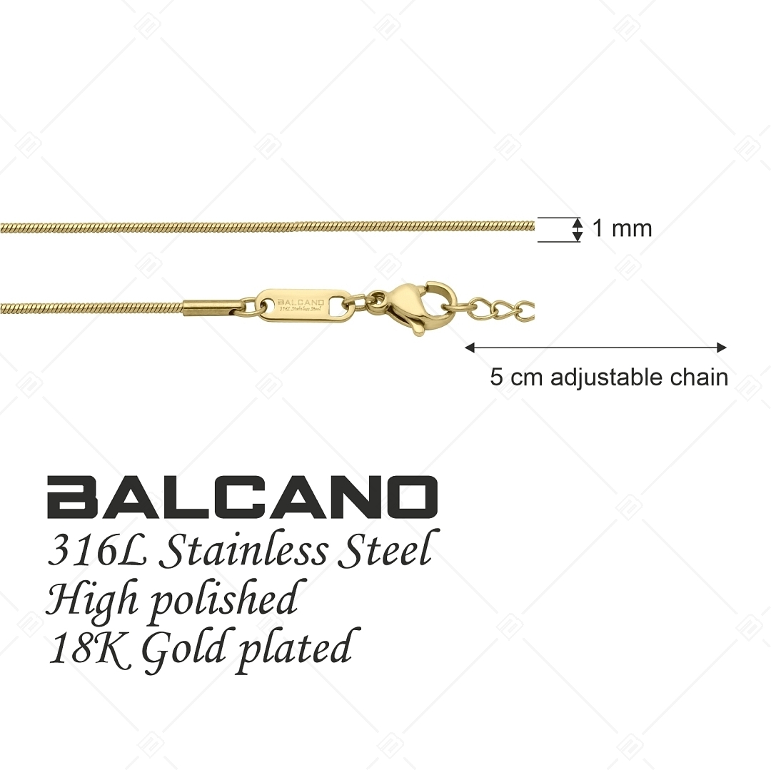 BALCANO - Square Snake / Nemesacél szögletes kígyólánc típusú karkötő 18K arany bevonattal - 1 mm (441340BC88)