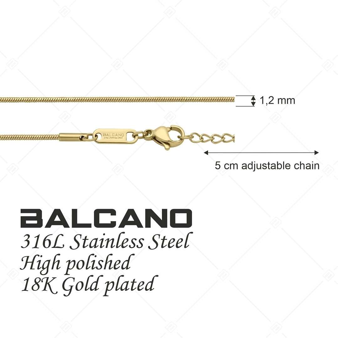BALCANO - Square Snake / Nemesacél szögletes kígyólánc típusú karkötő 18K arany bevonattal - 1,2 mm (441341BC88)