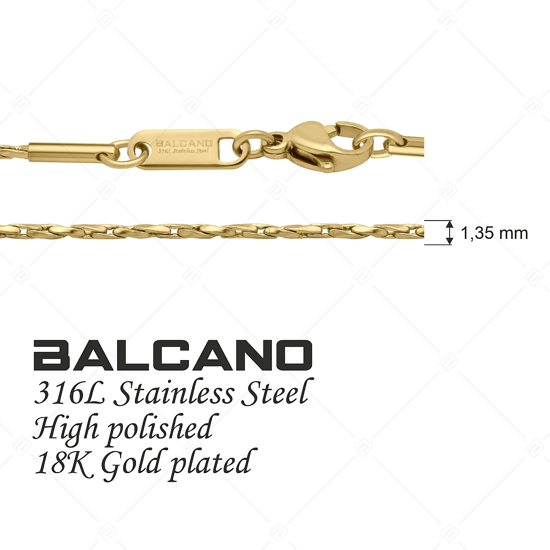 BALCANO - Twisted Cobra / Nemesacél csavart kobra lánc típusú karkötő 18K arany bevonattal - 1,35 mm (441361BC88)