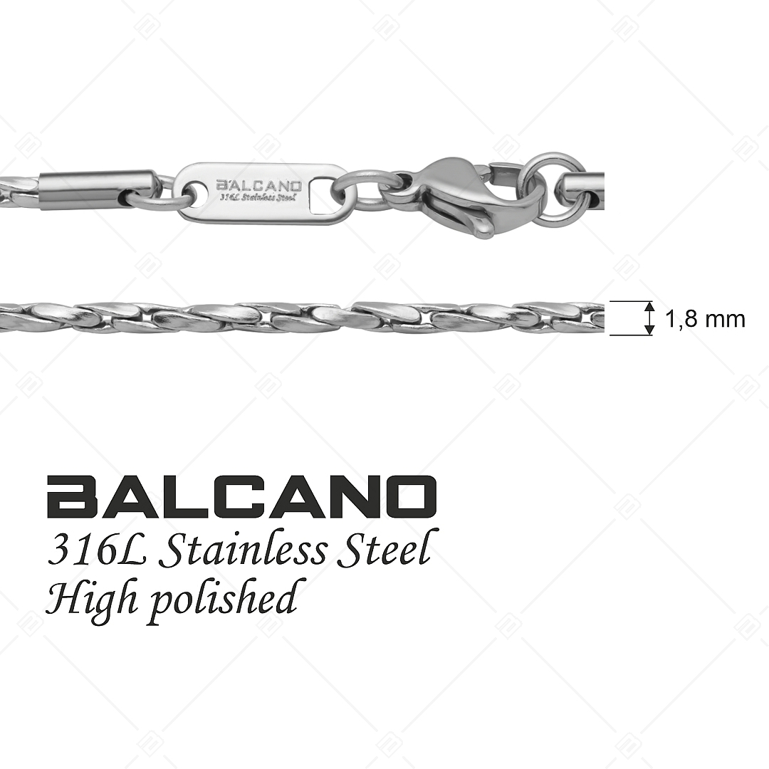 BALCANO - Twisted Cobra / Nemesacél csavart kobra lánc típusú karkötő magasfényű polírozással - 1,8 mm (441362BC97)