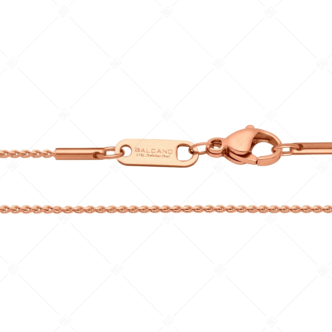 BALCANO - Spiga / Nemesacél fűzött lánc típusú karkötő 18K rozé arany bevonattal - 1,1 mm (441400BC96)