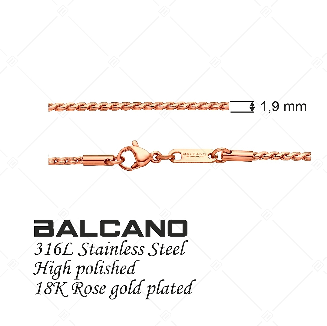 BALCANO - Spiga / Nemesacél fűzött lánc típusú karkötő 18K rozé arany bevonattal - 1,9 mm (441403BC96)