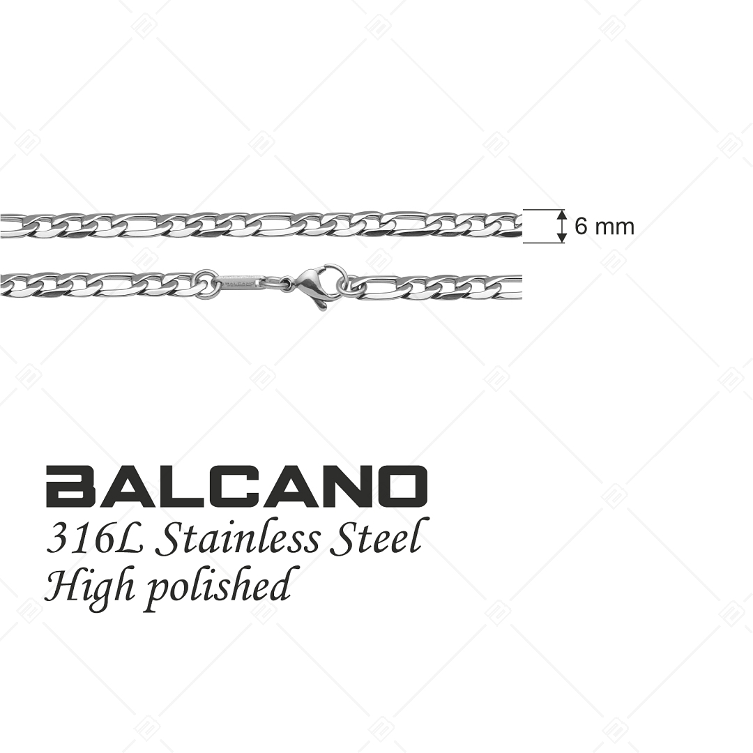 BALCANO - Figaro / Nemesacél figaró 3+1 szemes karkötő magasfényű polírozással - 6 mm (441418BC97)