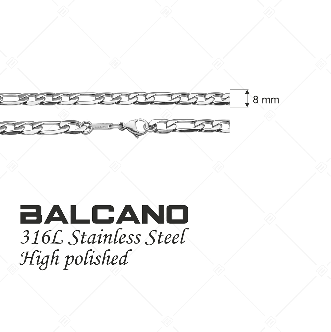 BALCANO - Fiagro / Nemesacél figaró 3+1 szemes karkötő magasfényű polírozással - 8 mm (441419BC97)