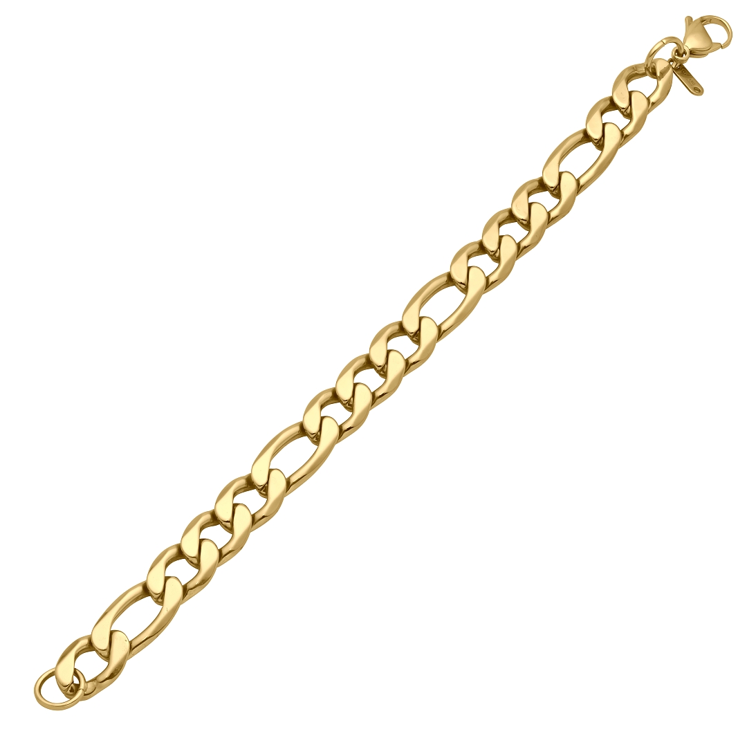 BALCANO - Figaro / Nemesacél figaró 3+1 szemes karkötő 18K arany bevonattal - 12 mm (441420BC88)