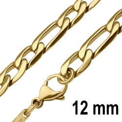 BALCANO - Figaro / Nemesacél figaró 3+1 szemes karkötő 18K arany bevonattal - 12 mm