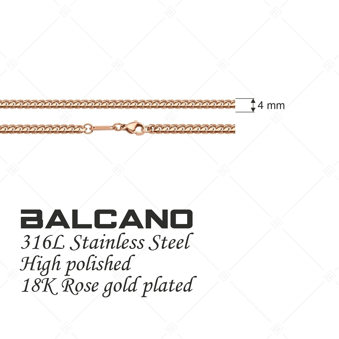 BALCANO - Curb / Nemesacél pancer karkötő 18K rozé arany bevonattal - 4 mm (441426BC96)