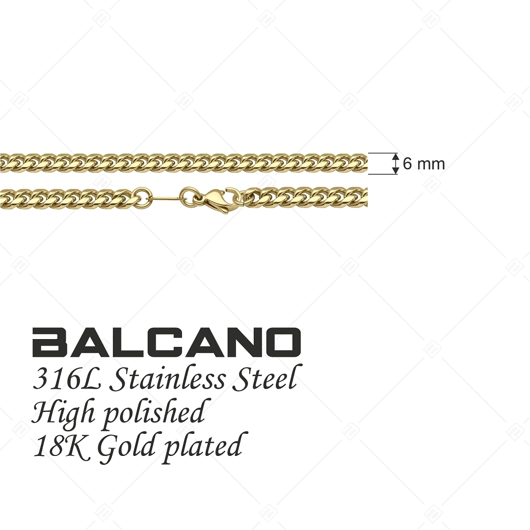 BALCANO - Curb / Nemesacél pancer karkötő 18K arany bevonattal - 6 mm (441428BC88)