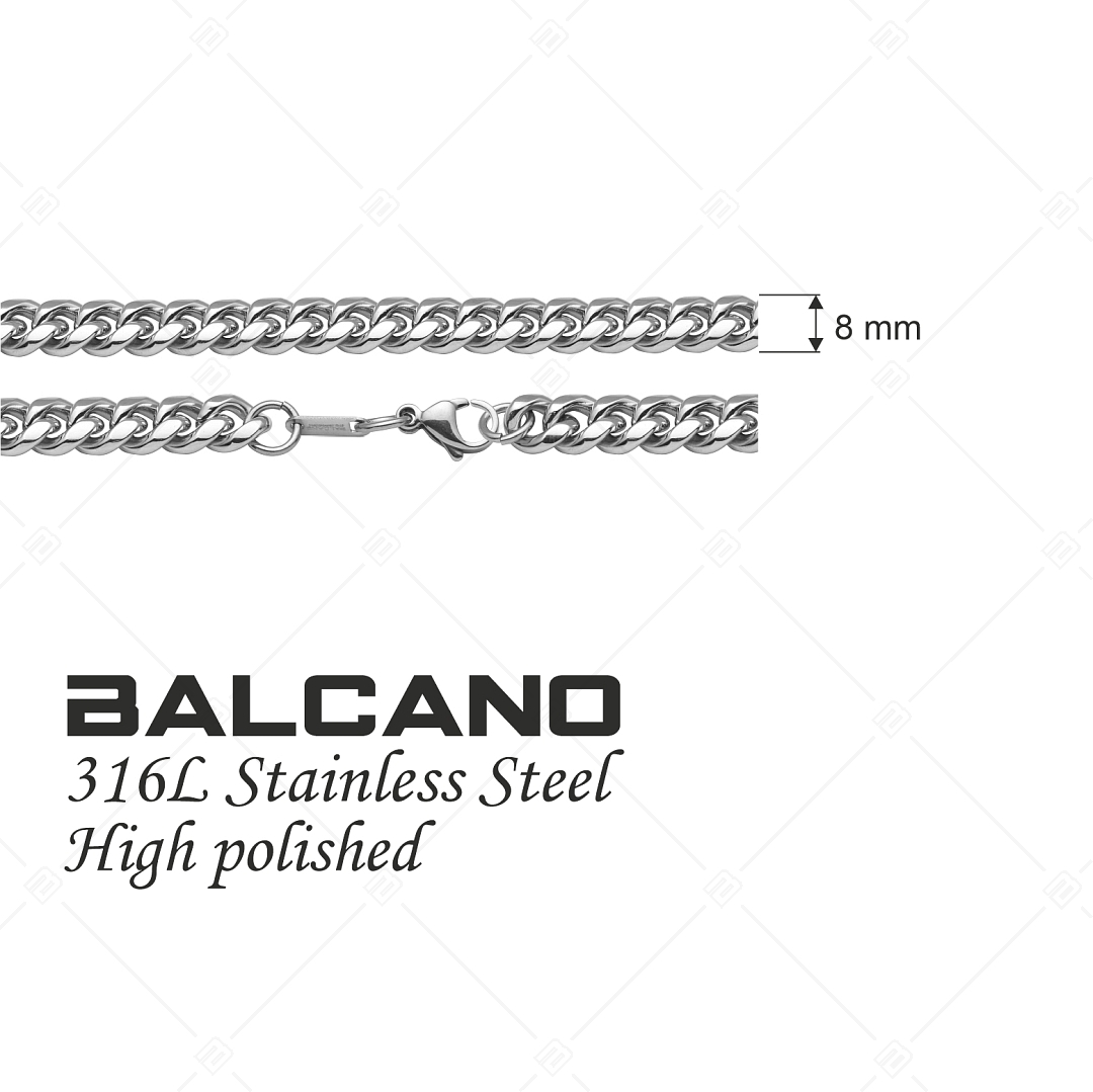 BALCANO - Curb / Nemesacél pancer karkötő magasfényű polírozással - 8 mm (441429BC97)