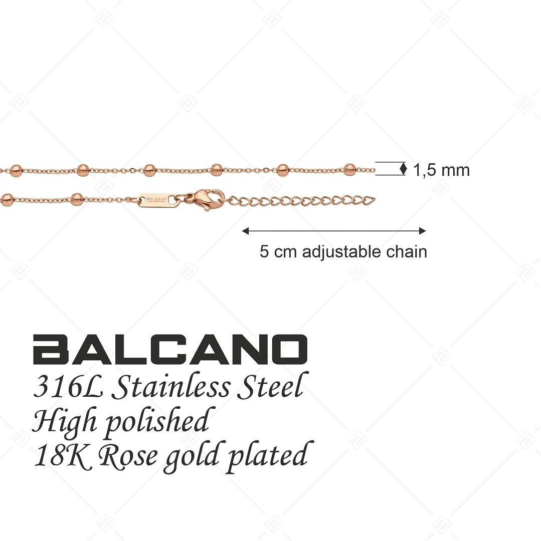 BALCANO - Beaded Cable / Nemesacél bogyós anker karkötő 18K rozé arany bevonattal - 1,5 mm (441452BC96)
