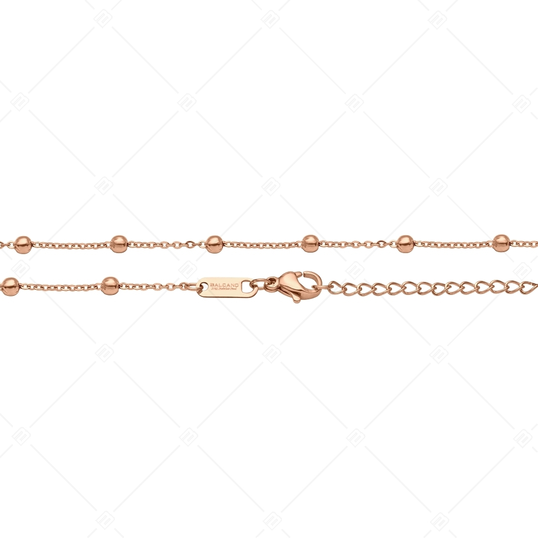 BALCANO - Beaded Cable / Nemesacél bogyós anker karkötő 18K rozé arany bevonattal - 1,5 mm (441452BC96)