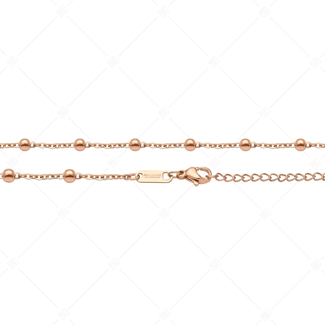 BALCANO - Beaded Cable / Nemesacél bogyós anker karkötő 18K rozé arany bevonattal - 2 mm (441453BC96)