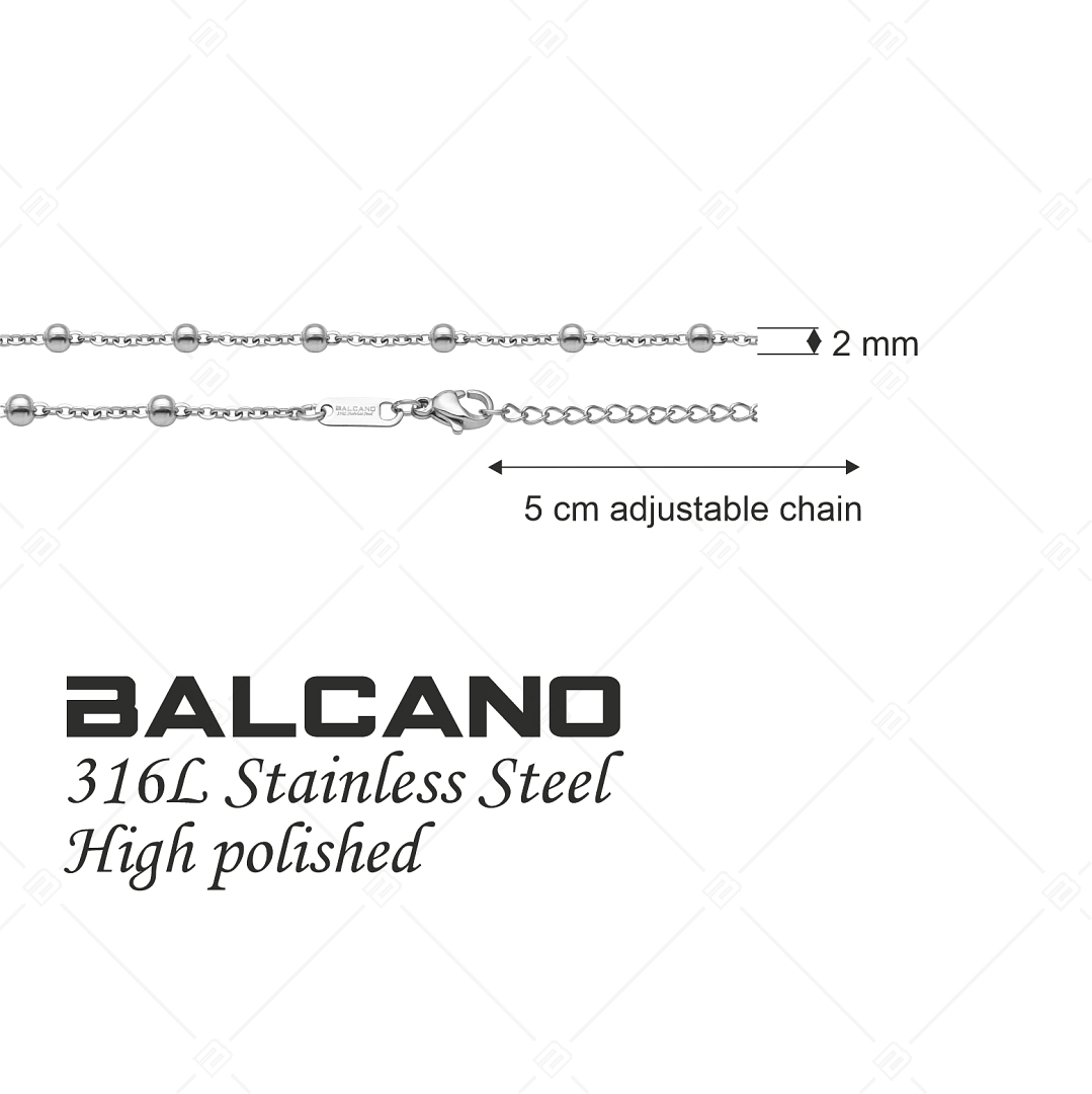 BALCANO - Beaded Cable / Nemesacél bogyós anker karkötő magasfényű polírozással- 2 mm (441453BC97)