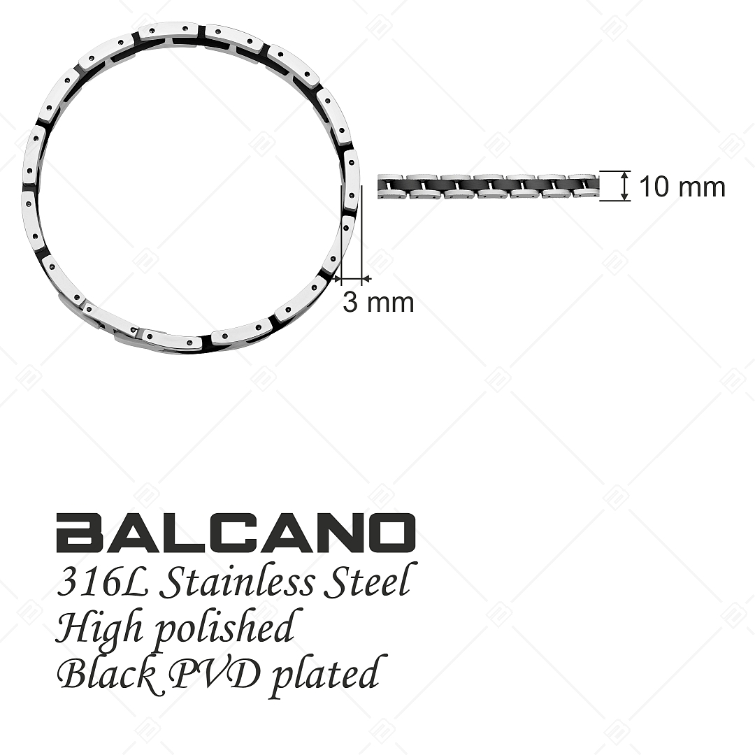 BALCANO - Luke / Nemesacél karkötő magasfényű polírozással és fekete PVD bevonattal (441468BC11)