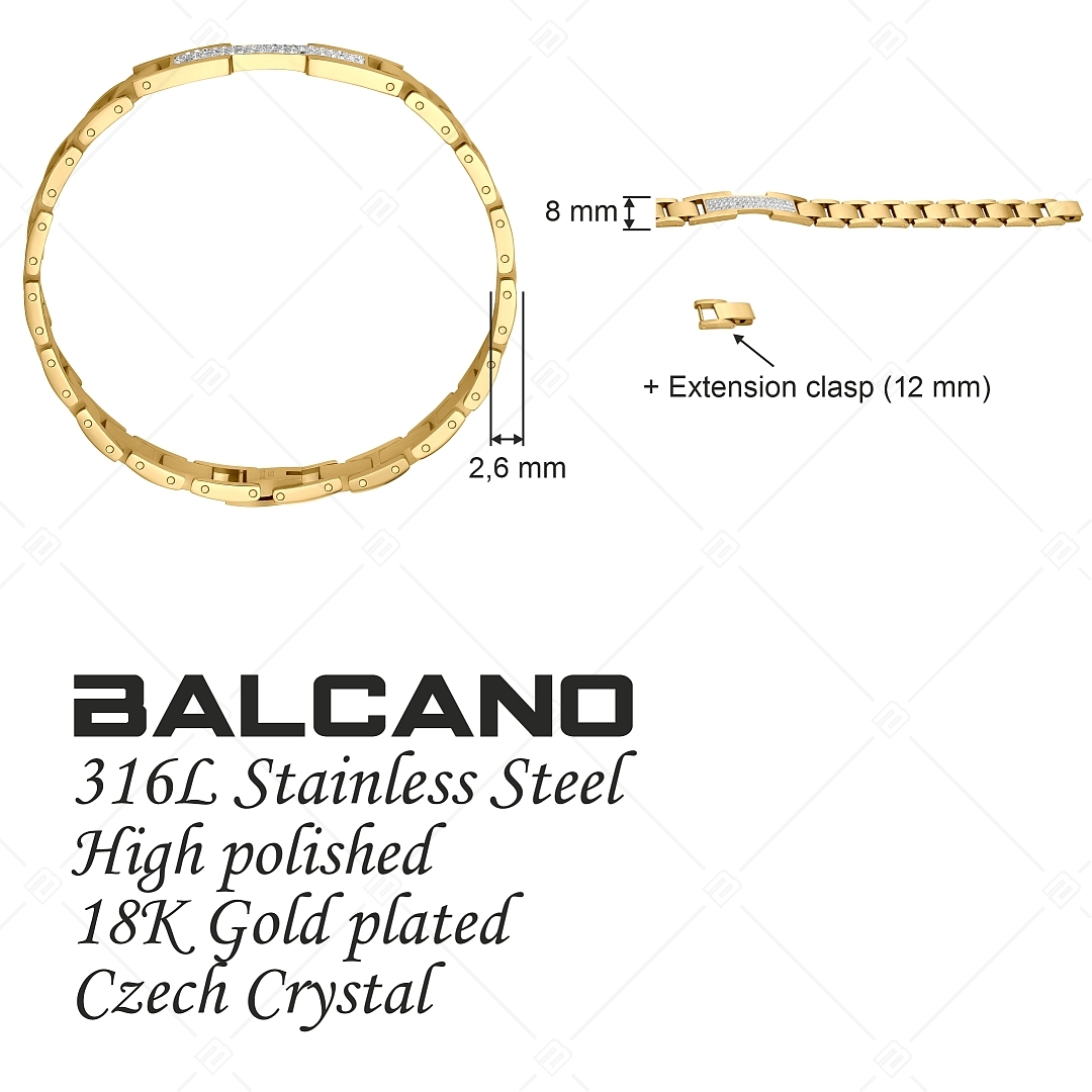 BALCANO - Brigitte / Nemesacél karkötő csillogó cseh kristályokkal és 18K arany bevonattal (441473BC88)