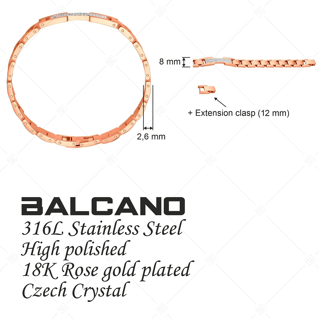 BALCANO - Brigitte / Nemesacél karkötő csillogó cseh kristályokkal és 18K rozé arany bevonattal (441473BC96)