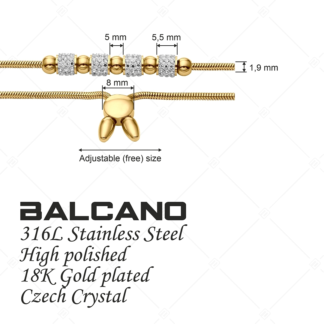 BALCANO - Shelly / Nemesacél kígyólánc karkötő kristály hengerekkel, gömbökkel és 18K arany bevonattal (441478BC88)