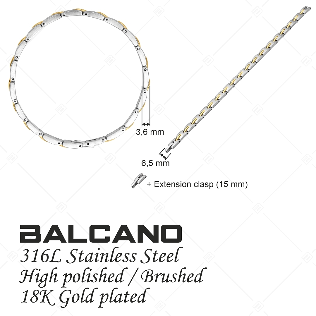 BALCANO - Phil / Nemesacél karkötő selyemfényű csiszolással és 18K arany bevonattal (441481BC88)