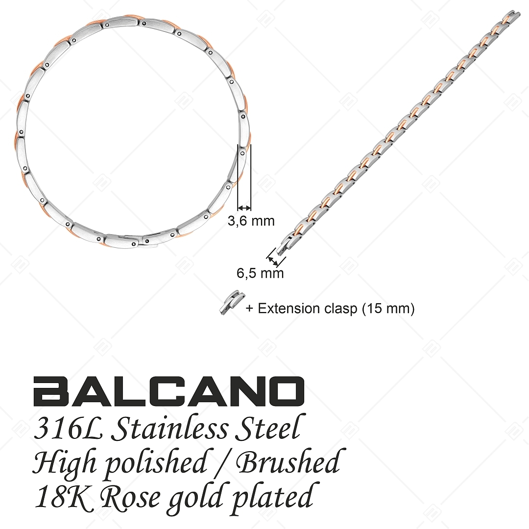 BALCANO - Phil / Nemesacél karkötő selyemfényű csiszolással és 18K rozé arany bevonattal (441481BC96)