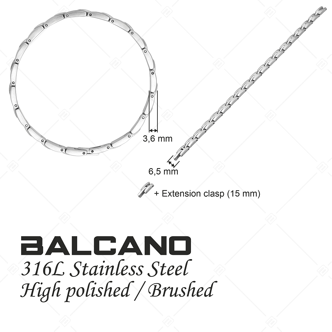 BALCANO - Phil / Nemesacél karkötő selyemfényű csiszolással és magasfényű polírozással (441481BC97)