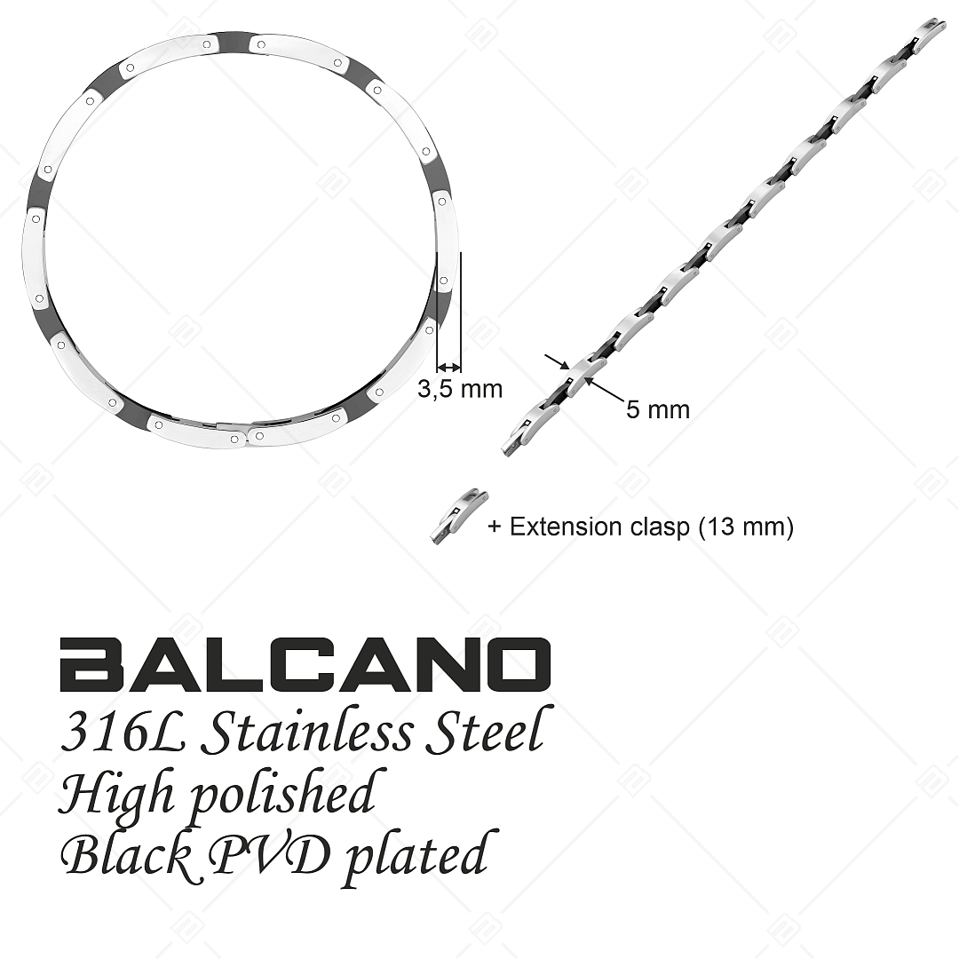 BALCANO - Tony / Nemesacél karkötő magasfényű polírozással és fekete PVD bevonattal (441482BC11)