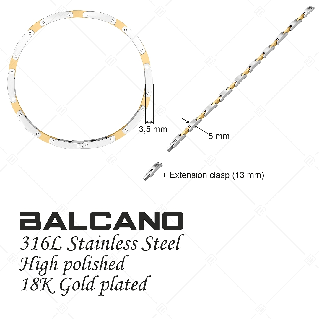 BALCANO - Tony / Nemesacél karkötő magasfényű polírozással és 18K arany bevonattal (441482BC88)