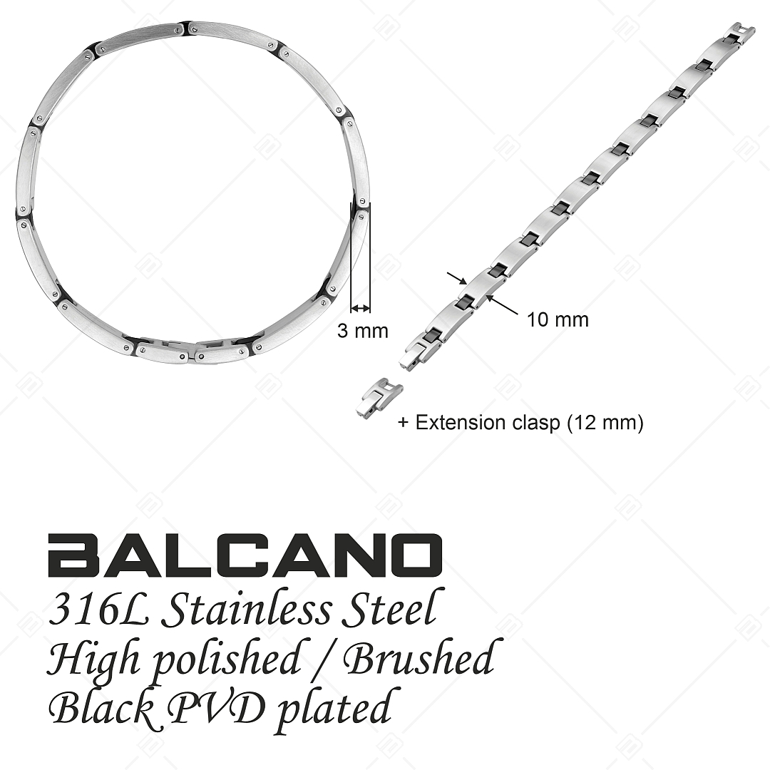BALCANO - Denny / Nemesacél karkötő selyemfényű csiszolással és fekete PVD bevonattal (441483BC11)