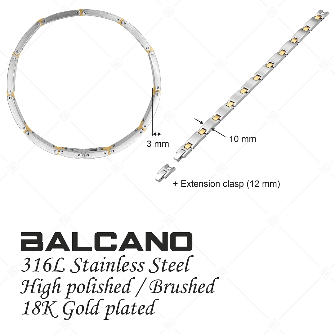 BALCANO - Denny / Nemesacél karkötő selyemfényű csiszolással és 18K arany bevonattal (441483BC88)