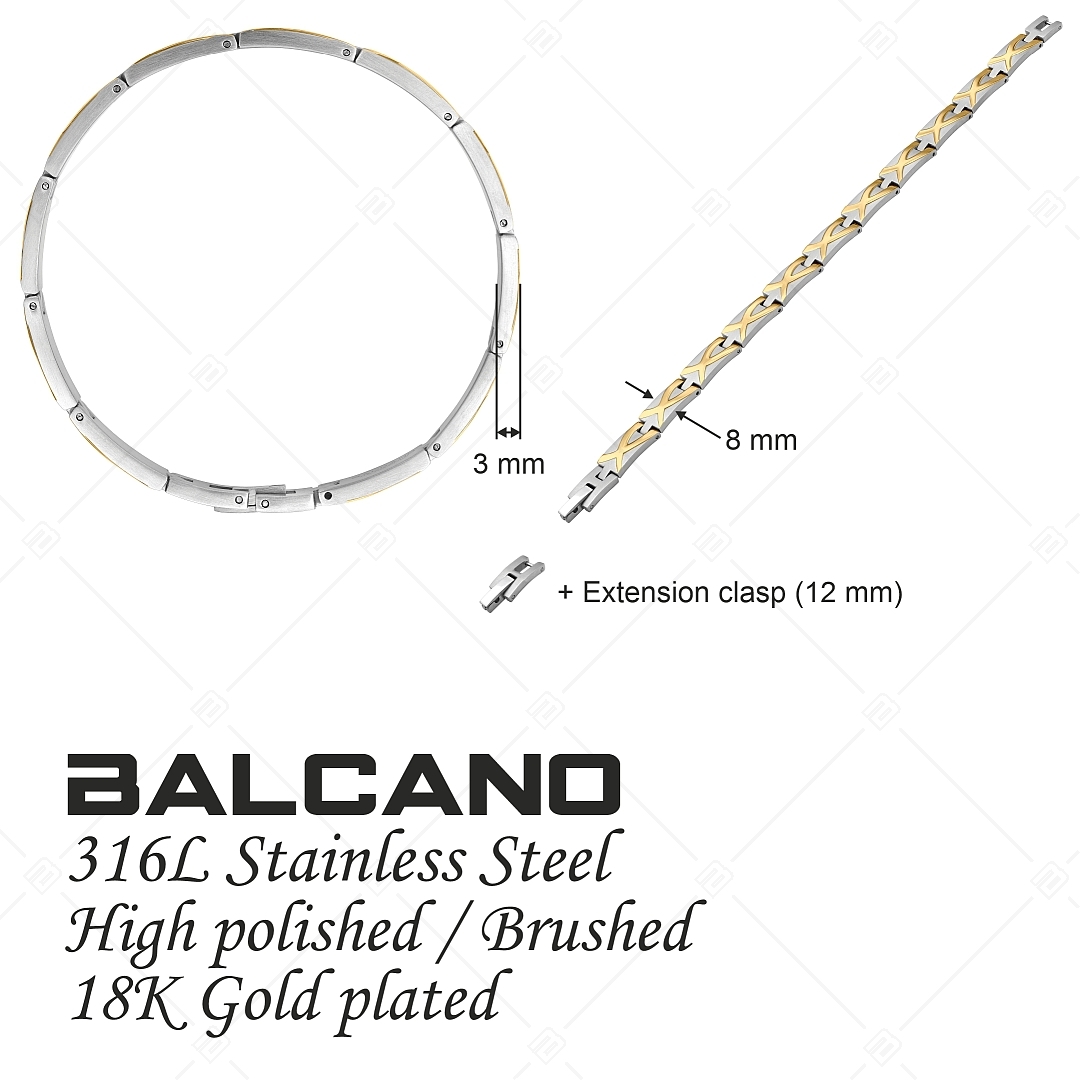 BALCANO - Gabby / Nemesacél karkötő selyemfényű csiszolással és 18K arany bevonatú egyedi mintával (441484BC88)