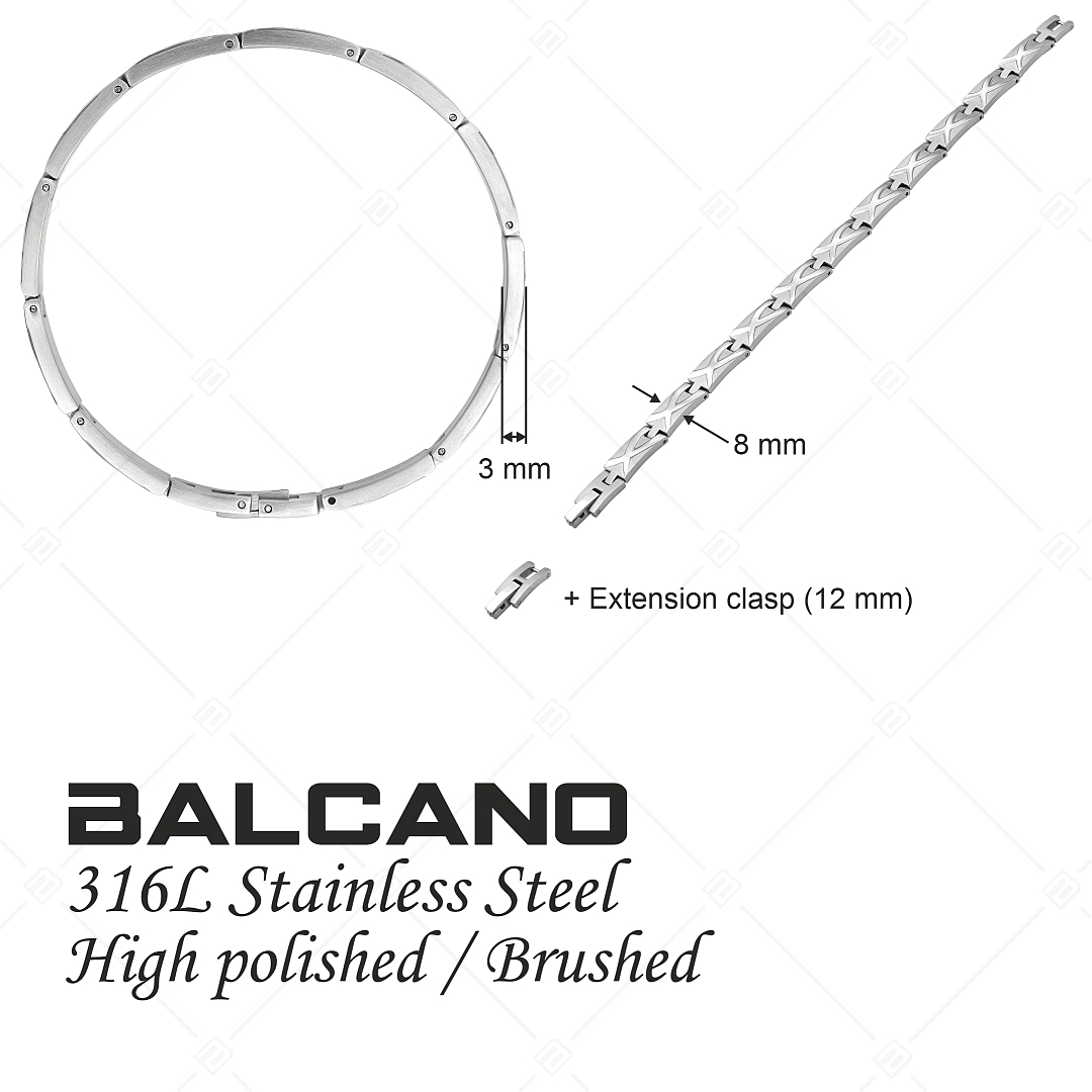 BALCANO - Gabby / Nemesacél karkötő selyemfényű csiszolással és polírozott egyedi mintával (441484BC97)