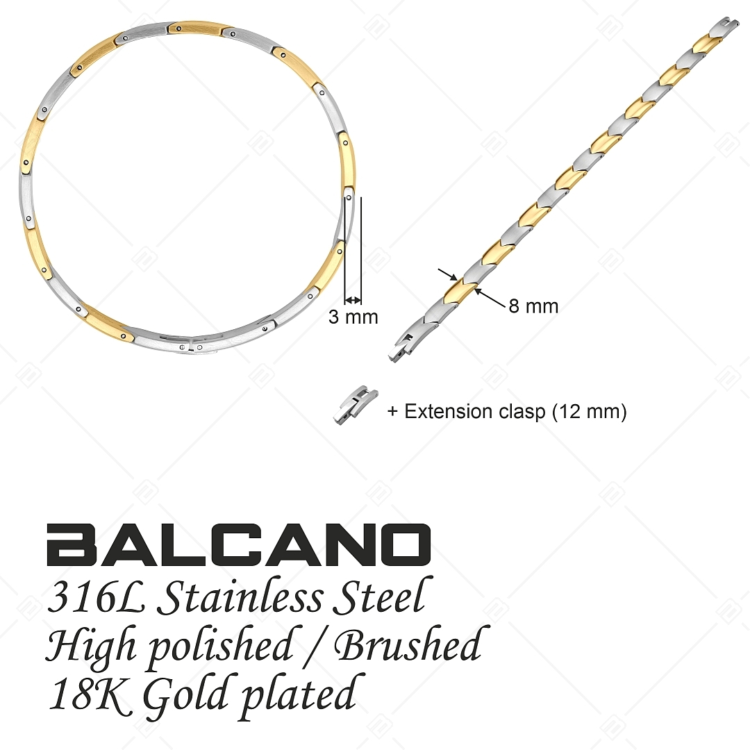 BALCANO - Terry / Nemesacél karkötő selyemfényű csiszolással és 18K arany bevonatú nyíl forma mintával (441485BC88)