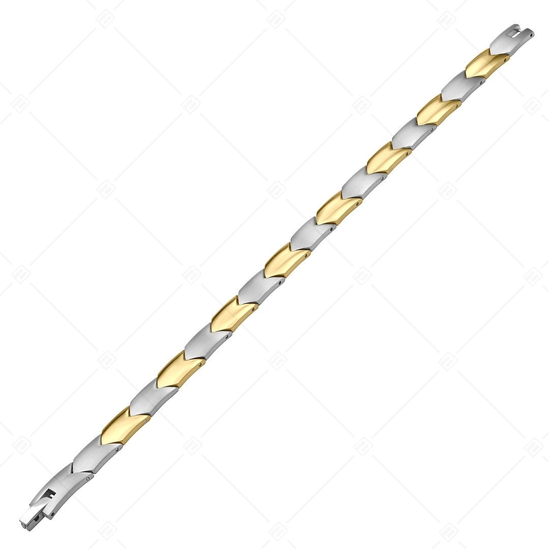 BALCANO - Terry / Nemesacél karkötő selyemfényű csiszolással és 18K arany bevonatú nyíl forma mintával (441485BC88)