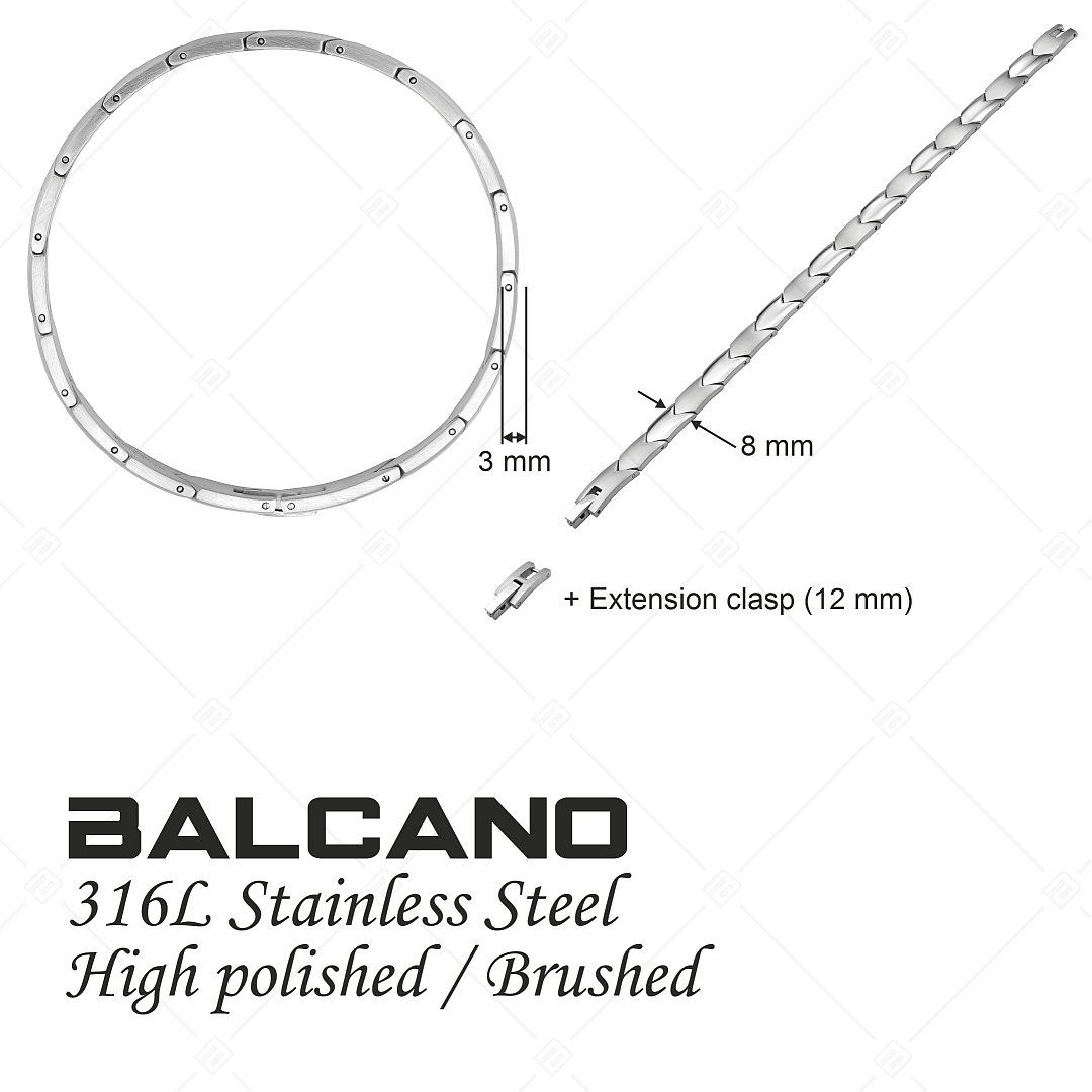 BALCANO - Terry / Nemesacél karkötő selyemfényű csiszolással és polírozott nyíl forma mintával (441485BC97)