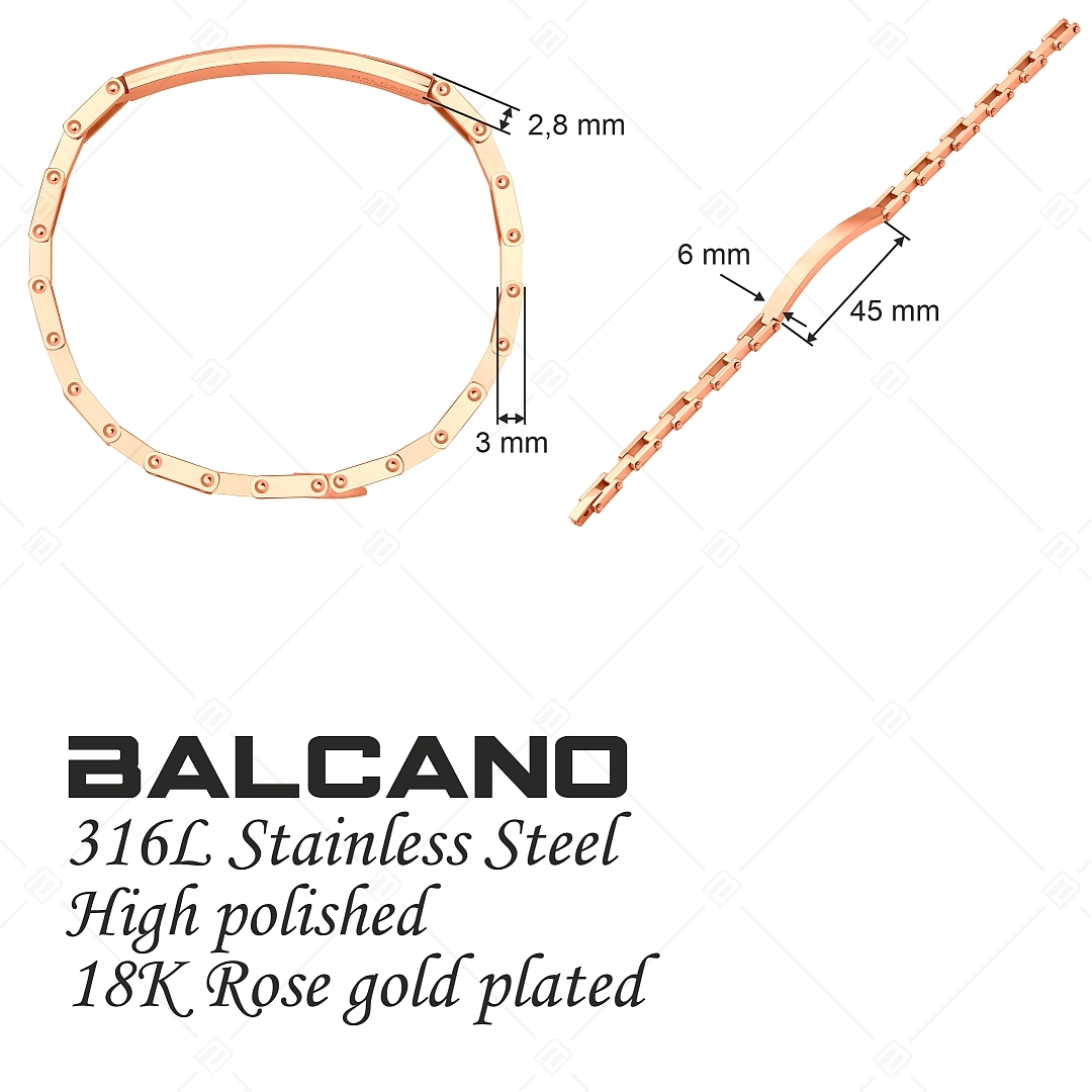 BALCANO - Patrick / Gravírozható nemesacél karkötő magasfényű polírozással és 18K rozé arany bevonattal (441488EG96)