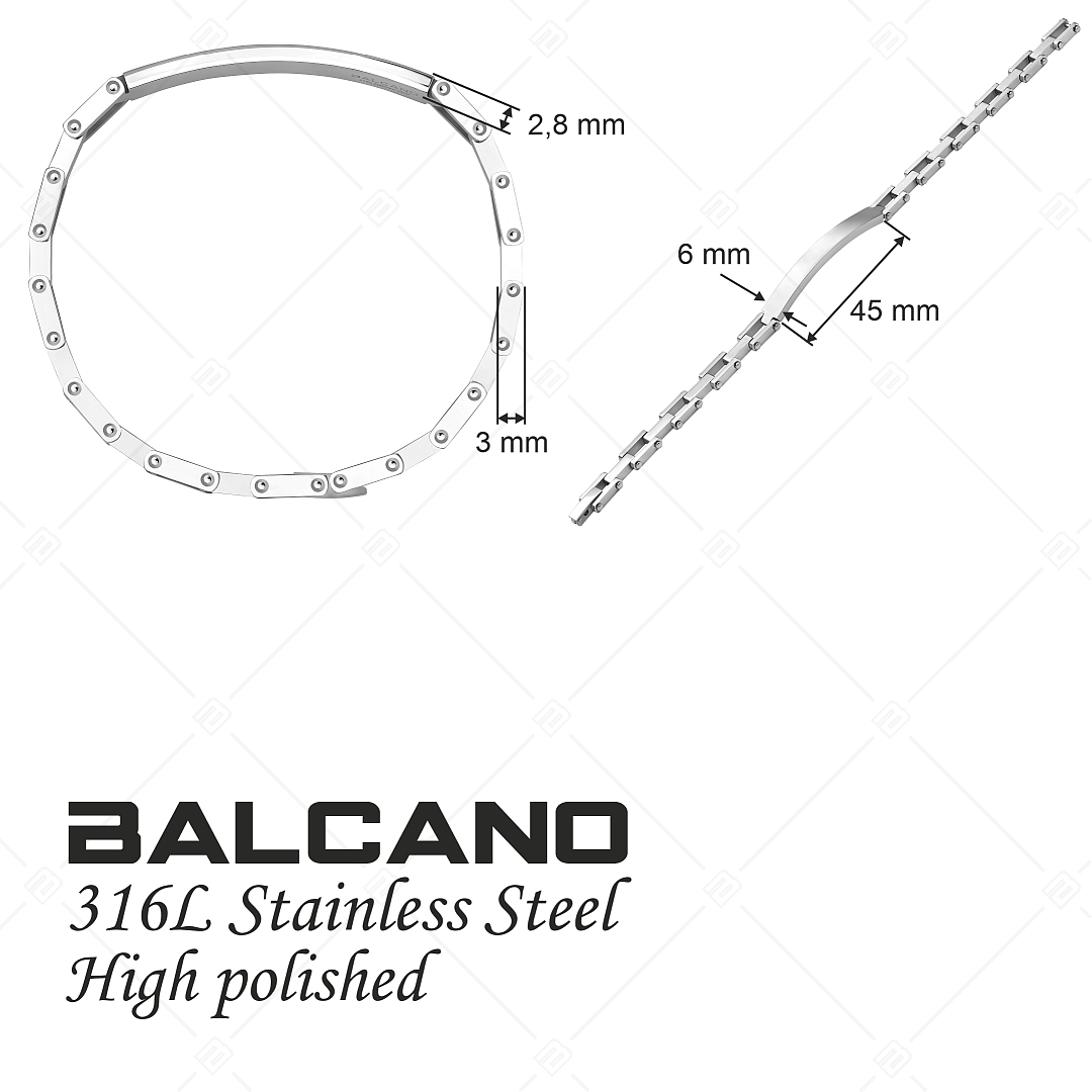 BALCANO - Patrick / Gravírozható nemesacél karkötő magasfényű polírozással (441488EG97)