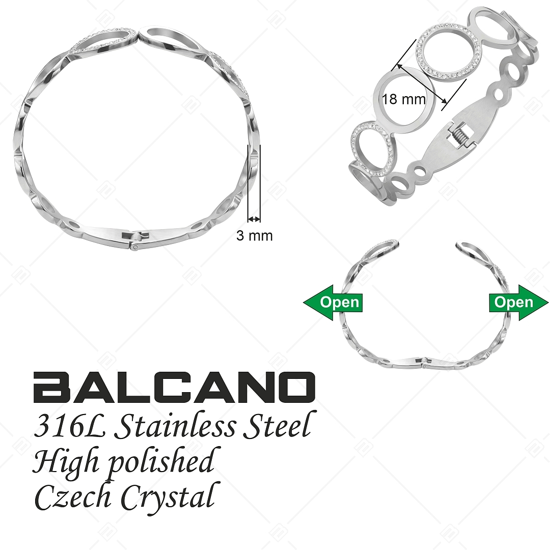 BALCANO - Belle / Nemesacél karperec magasfényű polírozással kristályokkal (441490BC97)